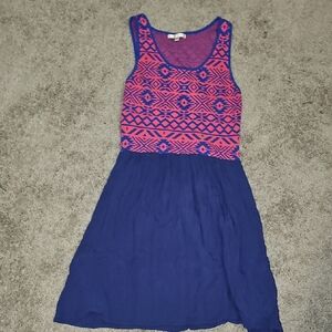 Skies Are Blue Pink and Blue Patterned Dress